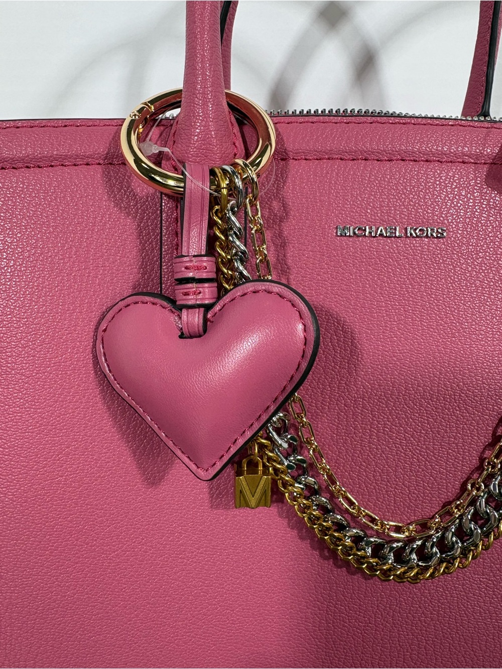 NWT Michael Kors Laila Leather Medium Satchel Handbag in Rosewood Pink - Picture 6 of 14